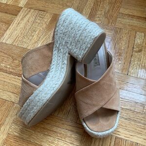 Zara suede leather tan espadrilles sandal clog 8